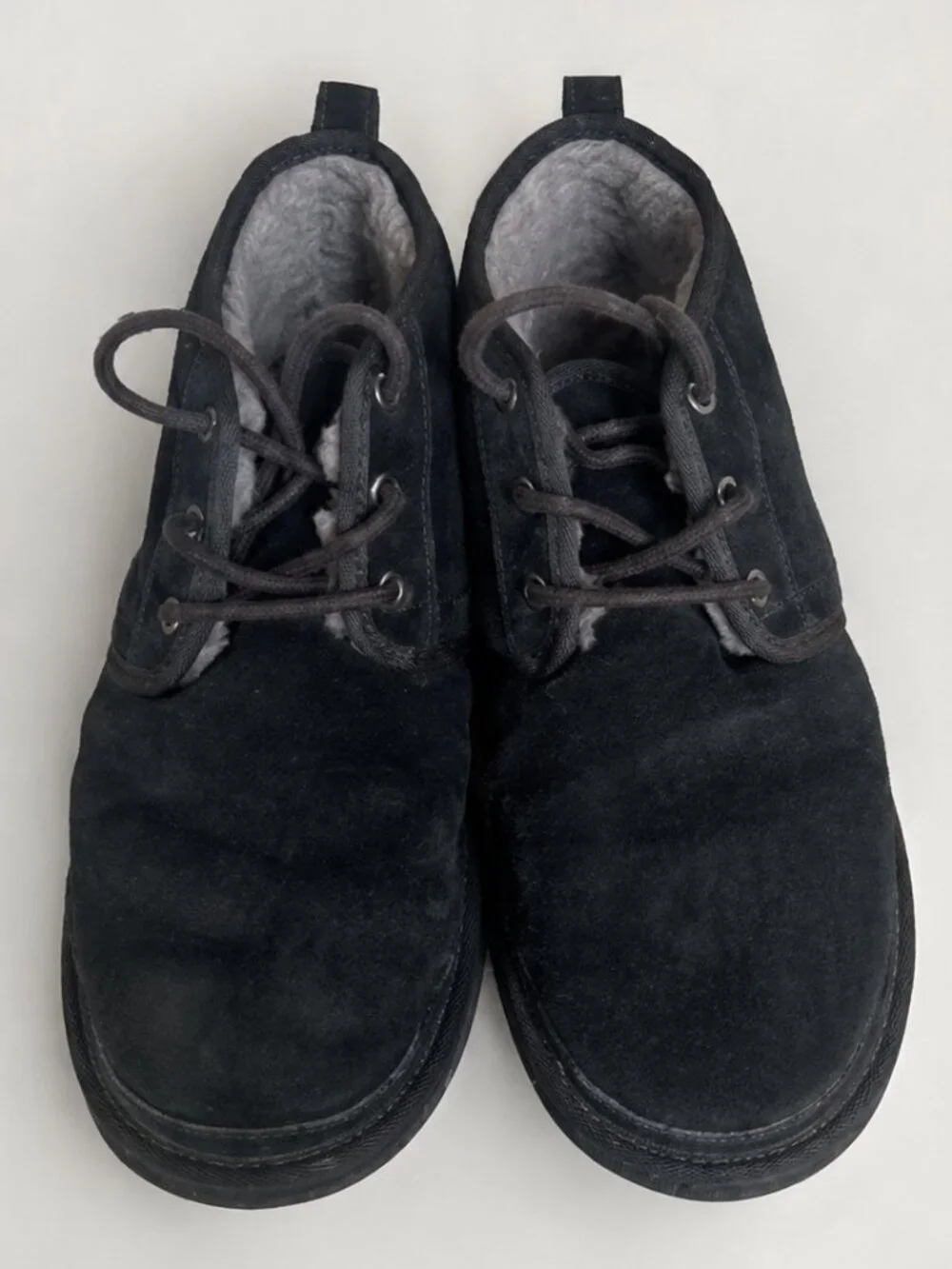 UGG Neumel Black Suede Chukka Boots Shearling Lined Lace Up Men’s Size 11
